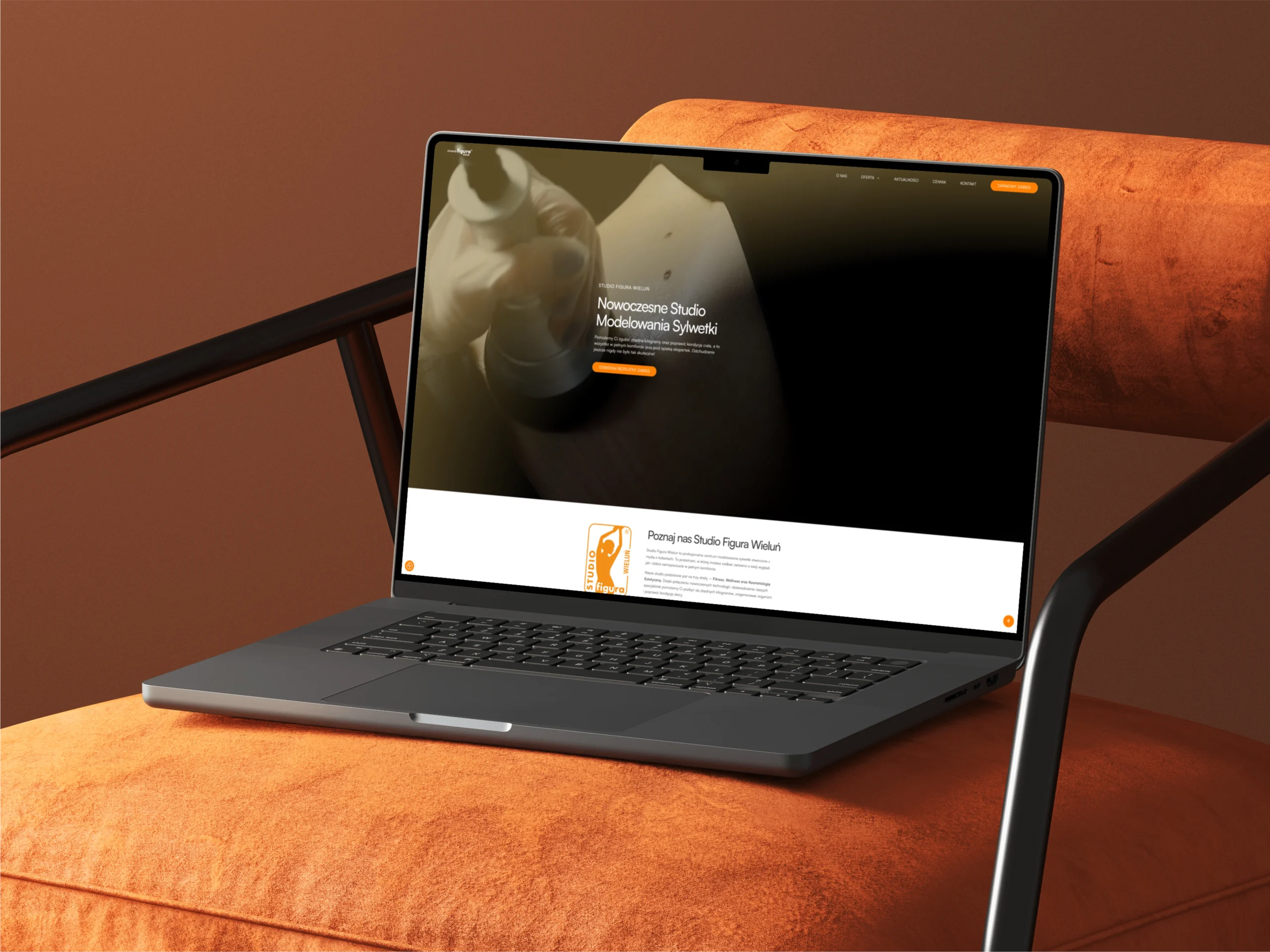a laptop on a chair